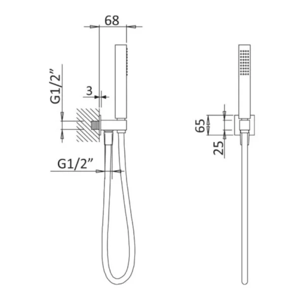 Душевой комплект Cezares Porta черный матовый PORTA-DEFM-NOP (детальная фотография), душевые комплекты, наборы