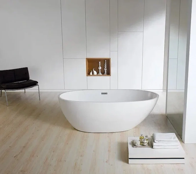 Ванна акриловая Azario Leeds LEE17085 170 х 85 x 58 см отдельностоящая, белая (детальная фотография), овальные