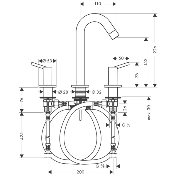 Схема (детальная фотография), для раковины