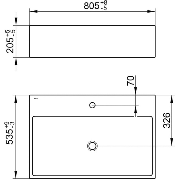 Раковина Keuco Edition 90 80 см серый сланец 39062908001 (детальная фотография), современные, hi-tech