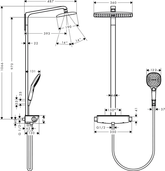 Душевая стойка Hansgrohe Raindance Select хром 27112000 (детальная фотография), хром