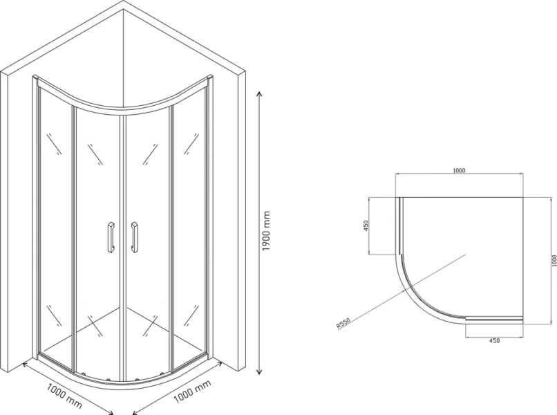 Душевой уголок BERGES Solo 100x100 см профиль хром 061120 (детальная фотография), современные, hi-tech