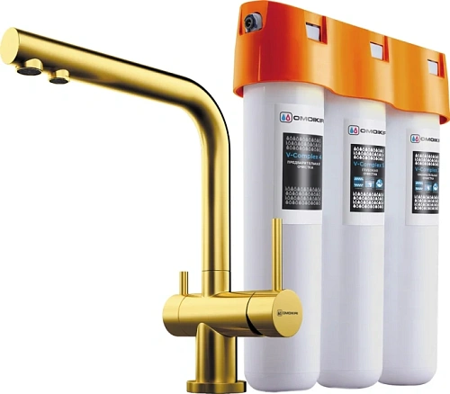 Смеситель для кухни Omoikiri Nagano-LG + Pure drop Lite светлое золото - фото 5