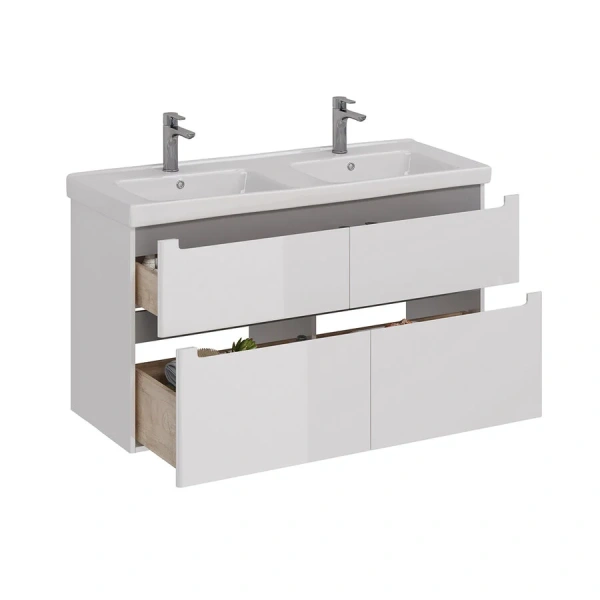 Тумба с раковиной Lemark Buno LM04B125T 125 см 4 ящика (детальная фотография), подвесная, напольная, пристенная