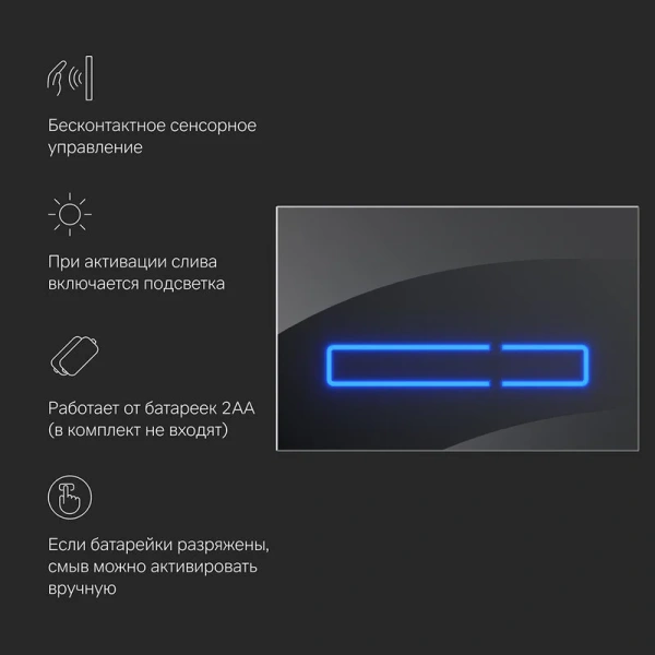 Клавиша смыва Am.Pm Touch Pro черная глянцевая I0450A38 (детальная фотография), сенсорные