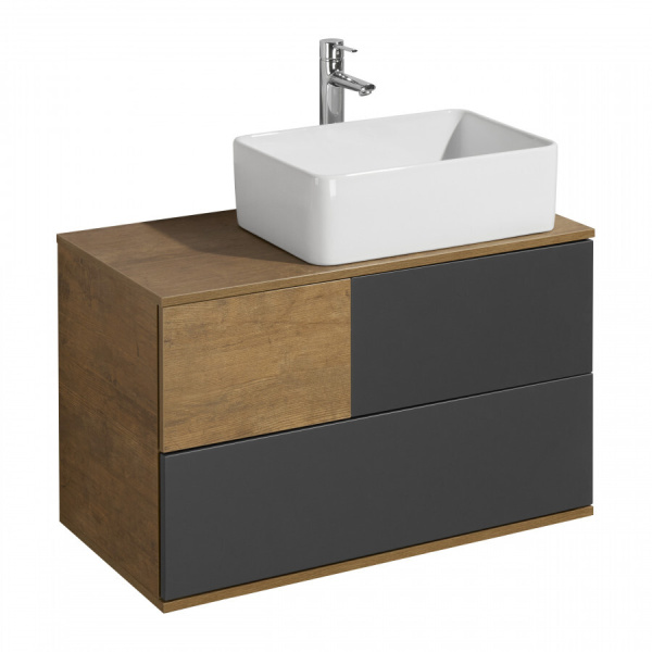 Тумба под раковину подвесная Акватон Терра 85 см дуб кантри/антрацит 1A247201TEKA0 (детальная фотография)