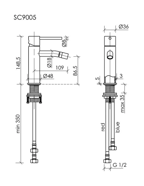 Смеситель для биде Sancos Etna черный матовый SC9005MB (детальная фотография), для биде