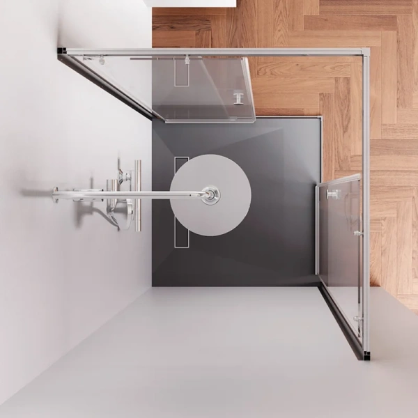 Душевой уголок Am.Pm X-Joy 90x90 см профиль хром матовый W94G-403-9090-МТ1К (детальная фотография), раздвижные