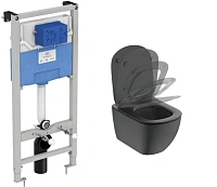 Унитаз с инсталляцией Ideal Standard Tesi черный матовый