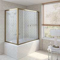 Душевая шторка на ванную профиль бронза стекло флёр-де-лис Vegas-glass