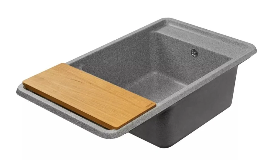 Мойка для кухни Акватон Беллис 87 см серая 1A724832BS230 (детальная фотография), прямоугольной формы