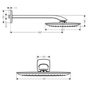 Верхний душ белый Hansgrohe PuraVida 27437400 (детальная фотография), нет в наличии