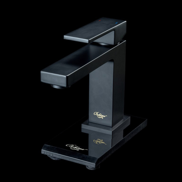 Смеситель для раковины Boheme Qubic черный матовый 471-B (детальная фотография), для раковины