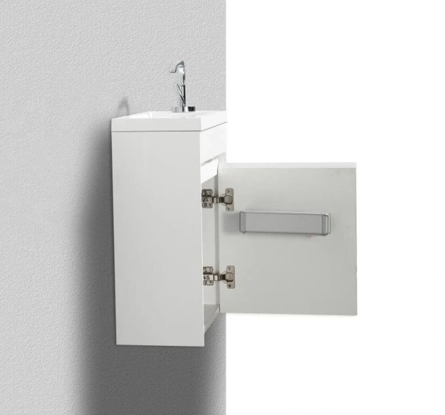 Тумба под раковину подвесная Belbagno Pietra Mini 40 см правосторонняя, bianco lucido PIETRA MINI-400-1A-SO-BL-R (детальная фотография), подвесная, пристенная