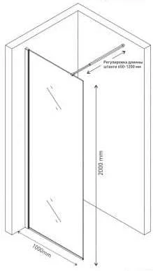 Душевая перегородка Berges Sky Black 100 см прозрачное стекло, профиль черный 064010 (детальная фотография), прозрачные