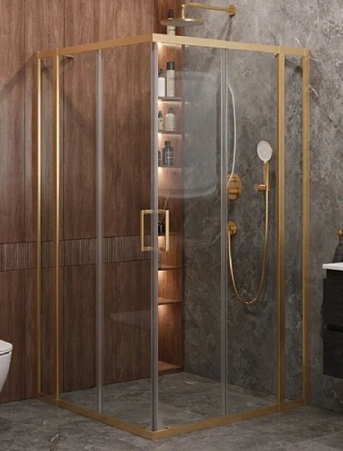 Душевой уголок Cezares Molveno 110х110 стекло прозрачное профиль золото - фото 3