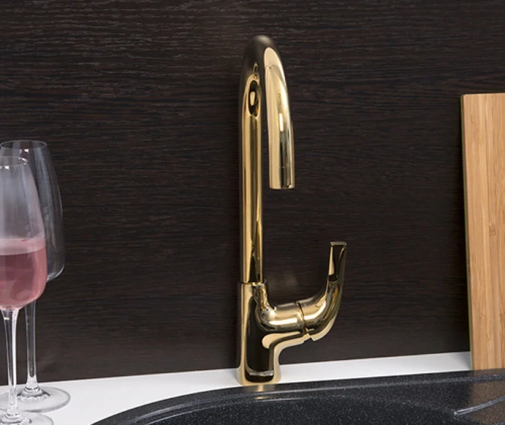 Смеситель для кухни WasserKRAFT Sauer глянцевое золото 7107 (детальная фотография), современные, hi-tech