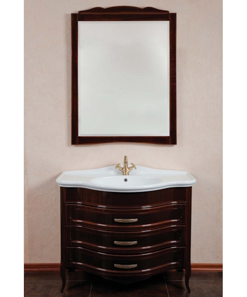 Тумба для раковины, цвет тёмное дерево глянец, фурнитура бронза, La Beaute Joanna BJO102MOK.M.BR (детальная фотография), по запросу