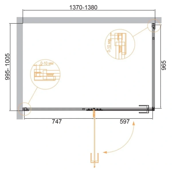 Душевой уголок Cezares Bellagio 140x100 см профиль брашированное золото BELLAGIO-AH-1-140/100-C-BORO (детальная фотография), прямоугольные