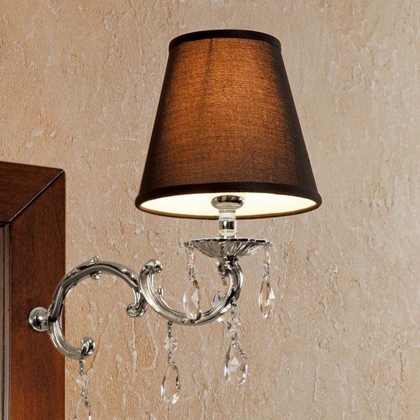 Светильник для ванной, крепление на раму, абажур чёрного цвета, фурнитура хром, La Beaute LU10N.CRS (детальная фотография)