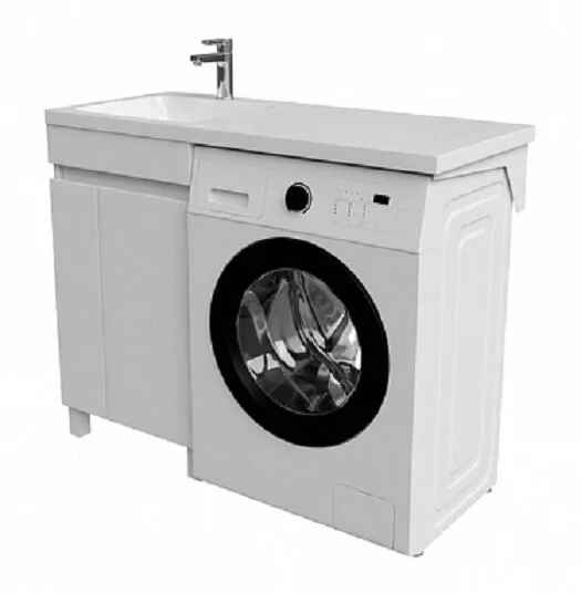 Тумба с раковиной напольная IDDIS Optima Home OPH12 120 см для стиральной машины (детальная фотография), современная, hi-tech