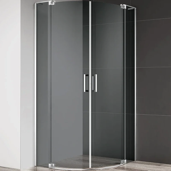 Душевой уголок Cezares Slider 100х100 см серое стекло профиль хром SLIDER-R-2-90/100-GRIGIO-Cr (детальная фотография)