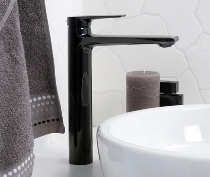 Смеситель для раковины WasserKRAFT Glan черный глянцевый 6603H (детальная фотография), современные, hi-tech