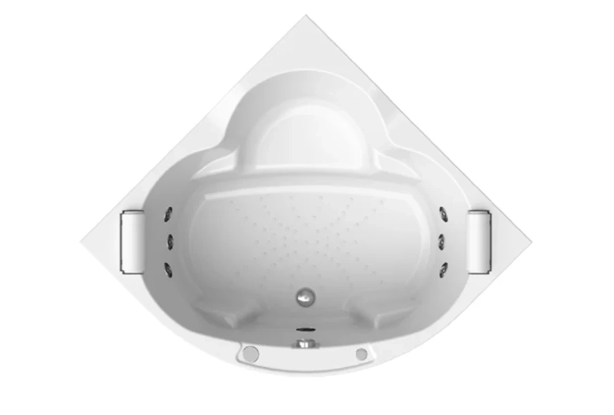 Гидромассажная ванна Радомир Сорренто 1-80-2-0-9-039, 130 x 130 см, рама-подставка, подголовник - 2 шт., фронтальный экран, сифон, слив-перелив автомат, гидромассаж Релакс хром КУ 100, белая (детальная фотография)