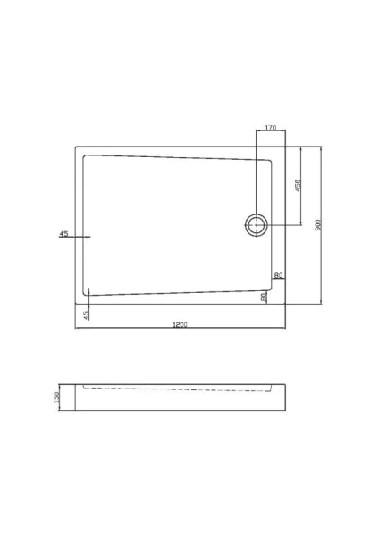 Душевой поддон Vincea 120х90 см акриловый VST-3AR-9012 (детальная фотография), средние от 15 до 30 см
