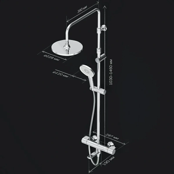 Душевая стойка Am.Pm X-Joy хром F0785A500 (детальная фотография), с изливом