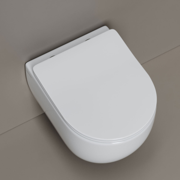 Унитаз подвесной Ceramicanova Play белый CN3001T (детальная фотография), с горизонтальным, прямым выпуском, с прямым выпуском
