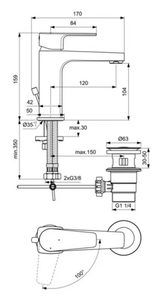 Смеситель для раковины Ideal Standard Cerafine D хром BC688AA (детальная фотография), для раковины