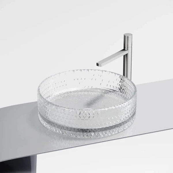 Раковина Ceramica Nova Cristal 36 см прозрачная CN6062 (детальная фотография), накладные (на столешницу)