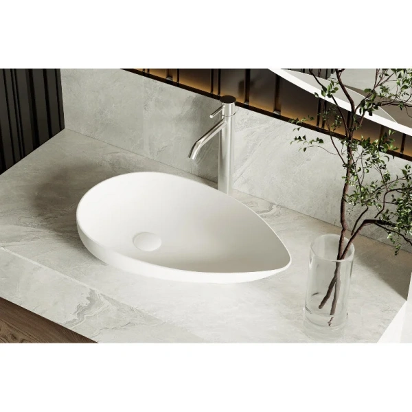 Раковина Abber Bequem 60 см белая матовая AC2117MW (детальная фотография), керамические