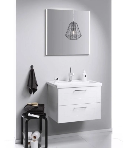 Тумба с раковиной подвесная Aqwella Манчестер MAN01082 80 см с двумя ящиками (детальная фотография), подвесная, пристенная