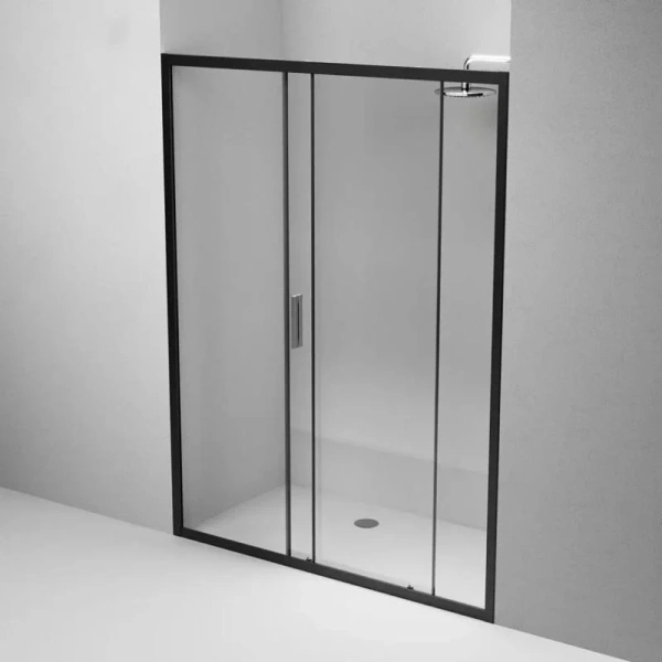 Душевая дверь в нишу AM.PM Gem Solo 150 см профиль черный стекло прозрачное W90G-150-1-195BT (детальная фотография), раздвижные