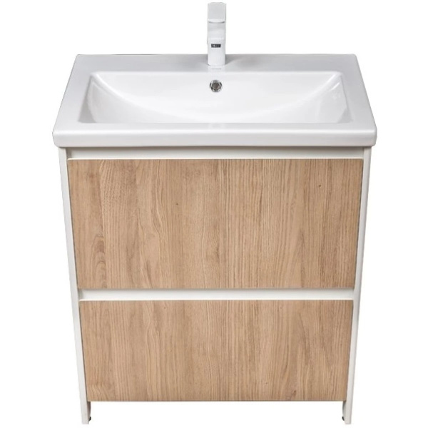 Тумба с раковиной напольная Velvex Klaufs tnKLA.70.2Y-61 70 см с ящиками (детальная фотография), напольная, пристенная