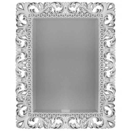 Зеркало прямоугольное с фацетом, цвет белый глянец с серебром, Tessoro Isabella 75 TS-1021-W/S (детальная фотография)