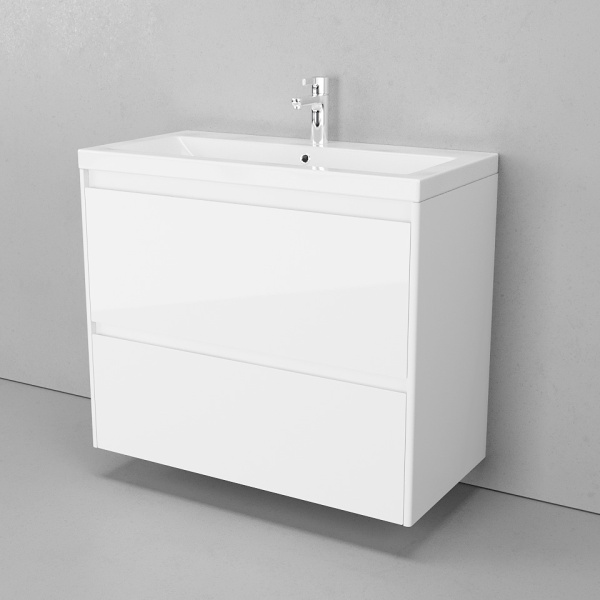 Тумба под раковину подвесная Velvex Klaufs 88 см белая tpKLA.90.2Y-616.216 (детальная фотография), современная, hi-tech