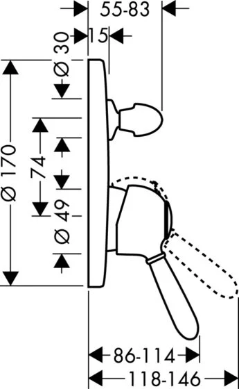 Смеситель для ванны Axor Carlton 174150 (детальная фотография), для ванны