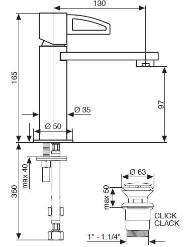 Смеситель для раковины Emmevi Ade CR78003LA 78003LACR (детальная фотография), для раковины