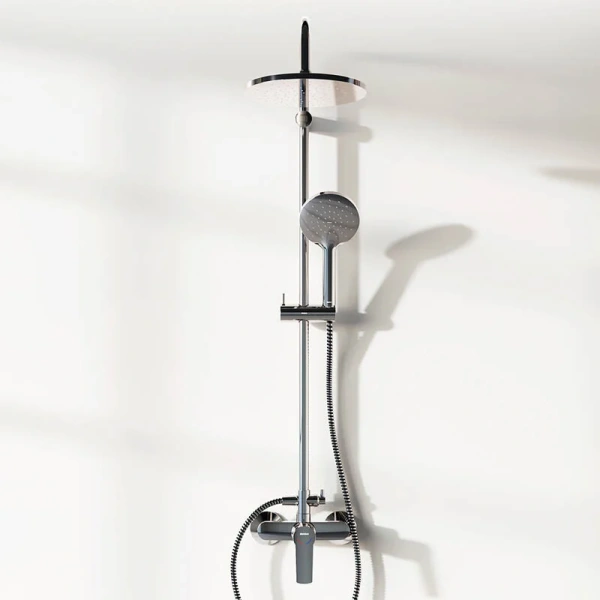 Душевая стойка Damixa Jupiter 977710 со смесителем (детальная фотография), хром, черные