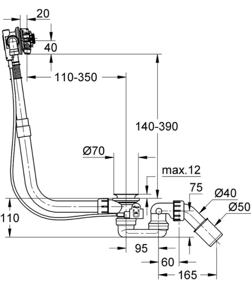 Слив-перелив Grohe Talentofill 28991000 полуавтомат (детальная фотография), полуавтомат