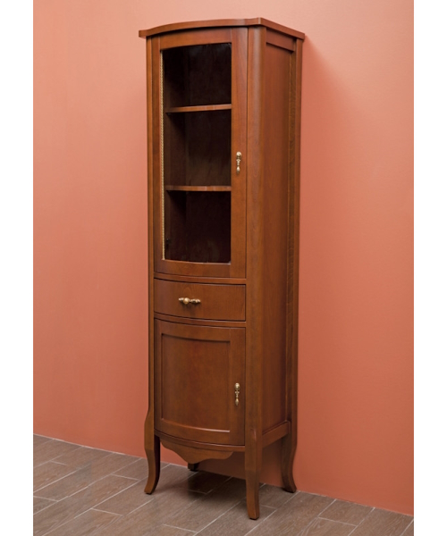 Шкаф-пенал для ванной La Beaute Nora CNO (детальная фотография), белые, светло-коричневые, темно-коричневые