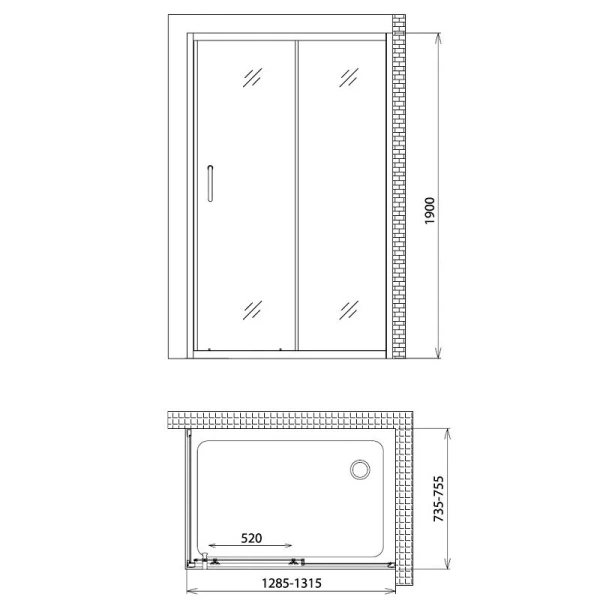 Душевой уголок Gemy Victoria 130 S30191E-A75 (детальная фотография), прямоугольные