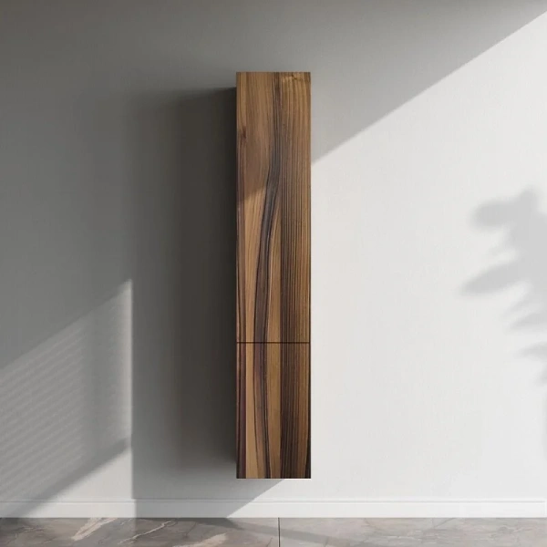 Шкаф-пенал подвесной Am.Pm Gem 30 см левый орех M90CHL0306HF (детальная фотография), темно-коричневые