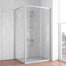 Душевой уголок профиль матовый хром стекло прозрачное Vegas-glass