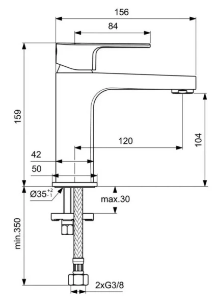 Смеситель для раковины Ideal Standard Cerafine D хром, без донного клапана BC553AA (детальная фотография), для раковины