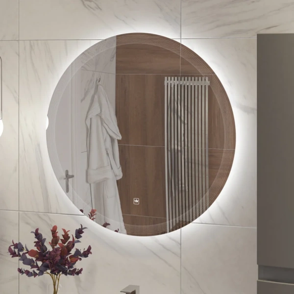 Зеркало с подсветкой Cezares Eco 80 см круглое CZR-SPC-ECO-800-LED-TCH (детальная фотография), с подсветкой