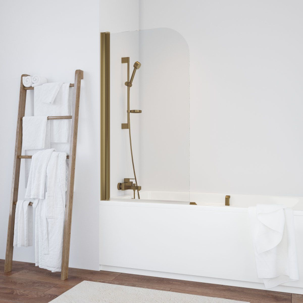 Душевая шторка на ванную профиль бронза стекло прозрачное Vegas-glass EV 76 05 01 (детальная фотография), недорогие